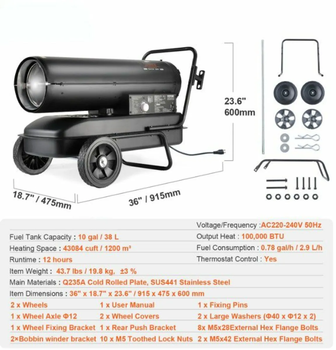 70000Btu Kerosene/Diesel Forced Air Space Heater - Image 2
