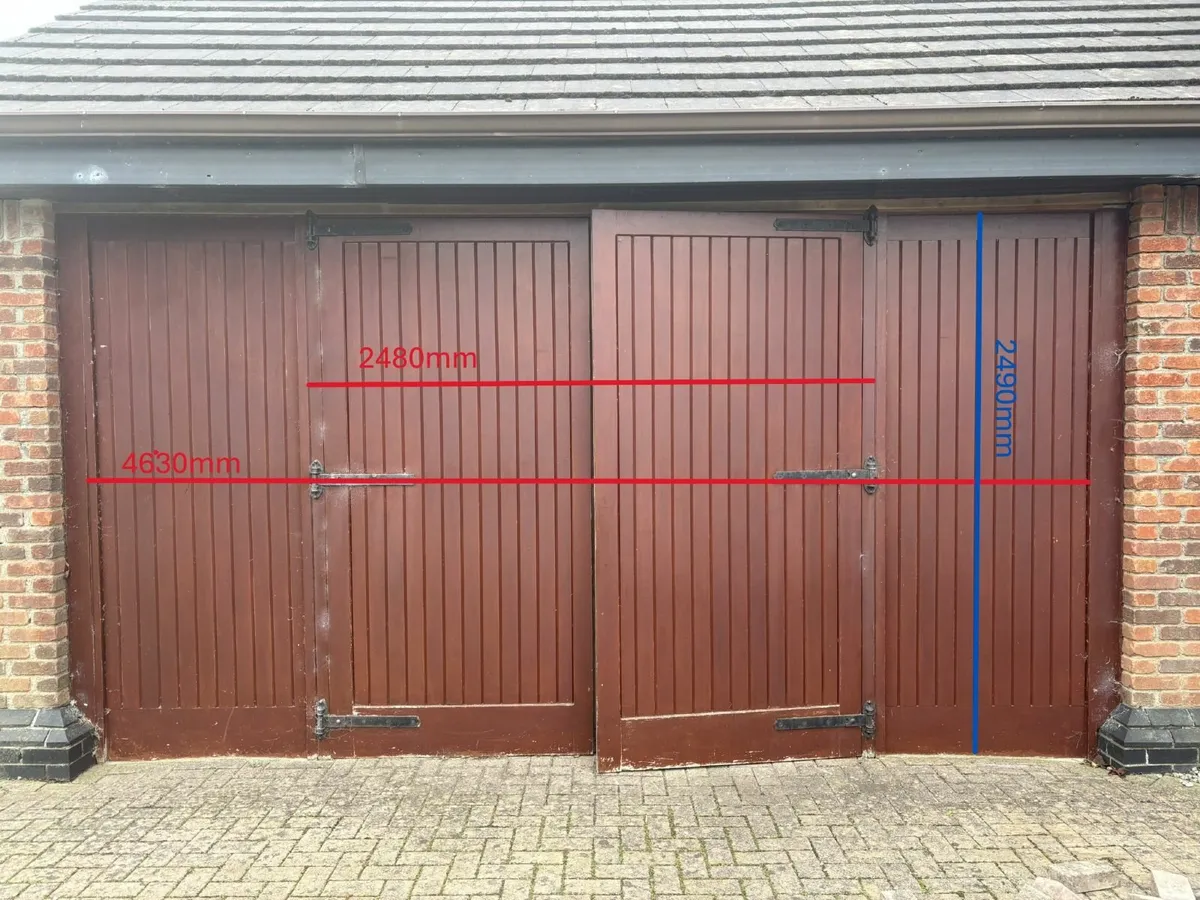 Solid Teak Garage Doors and surround - Image 1