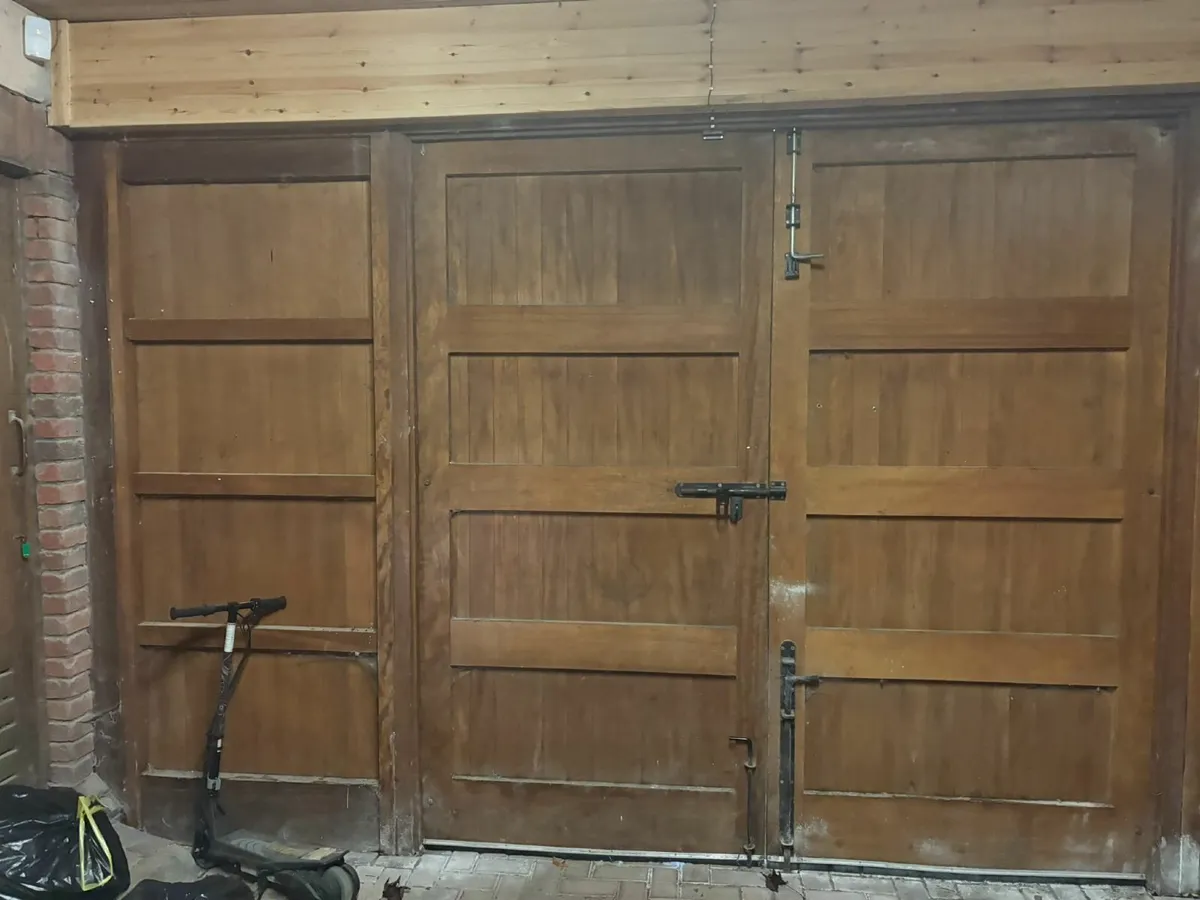 Solid Teak Garage Doors and surround - Image 2