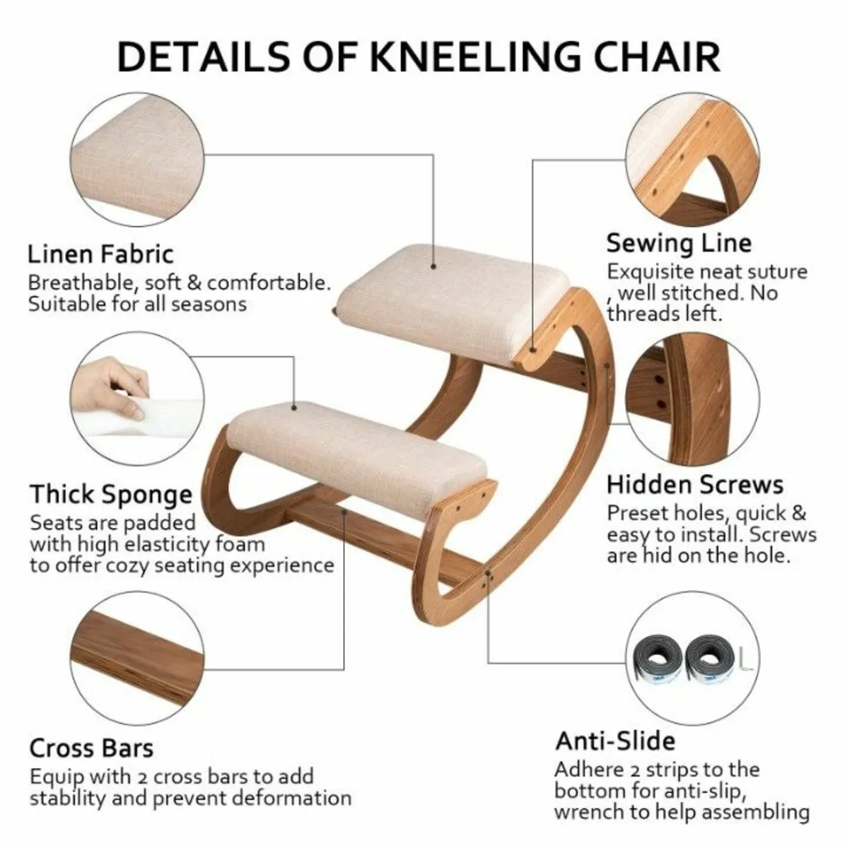 Ergonomic Kneeling Chair 220LB Load Capacity Kneel - Image 4