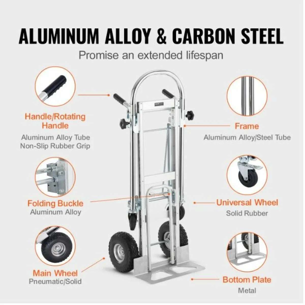 4 in 1, 1000 lbs, Heavy Duty Folding Hand Truck - Image 2