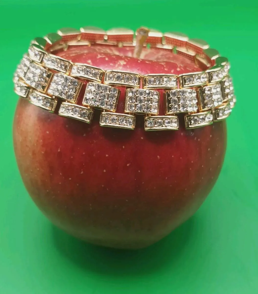 Gold tone diamante bracelet, unisex, D18 post 6e - Image 1