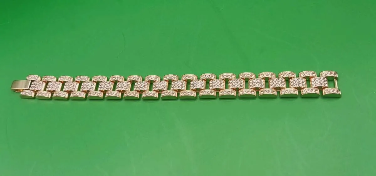 Gold tone diamante bracelet, unisex, D18 post 6e - Image 3
