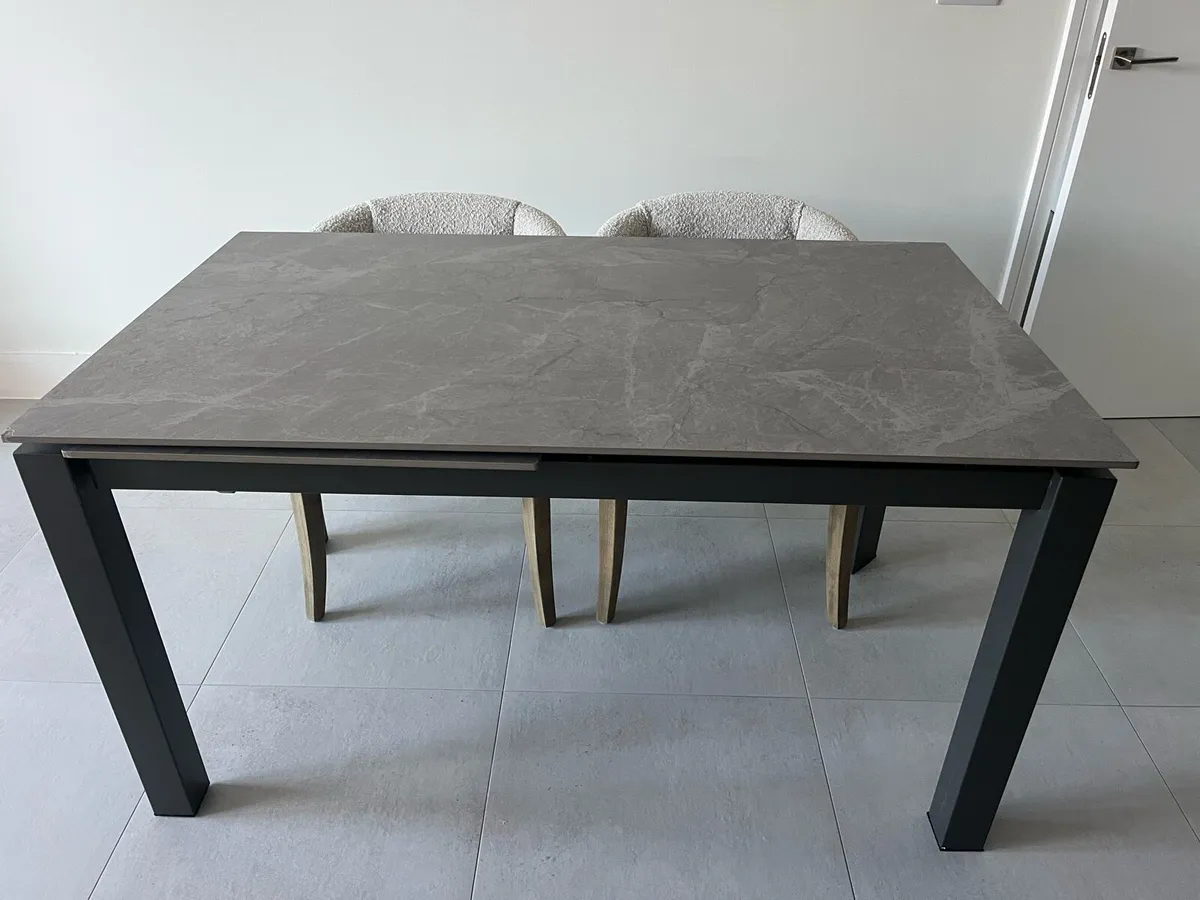 Extendable Grey Ceramic Top Dining Table - Image 1