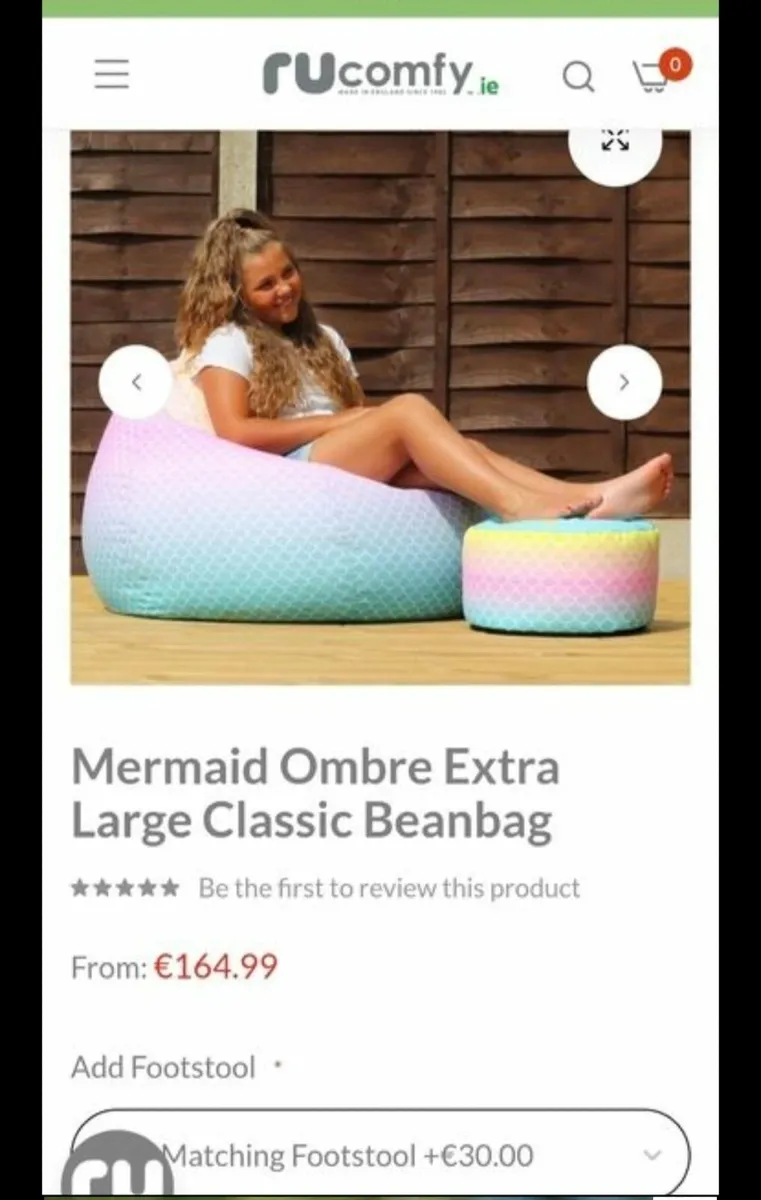 Rucomfy extra large mermaid beanbag and footstool - Image 2