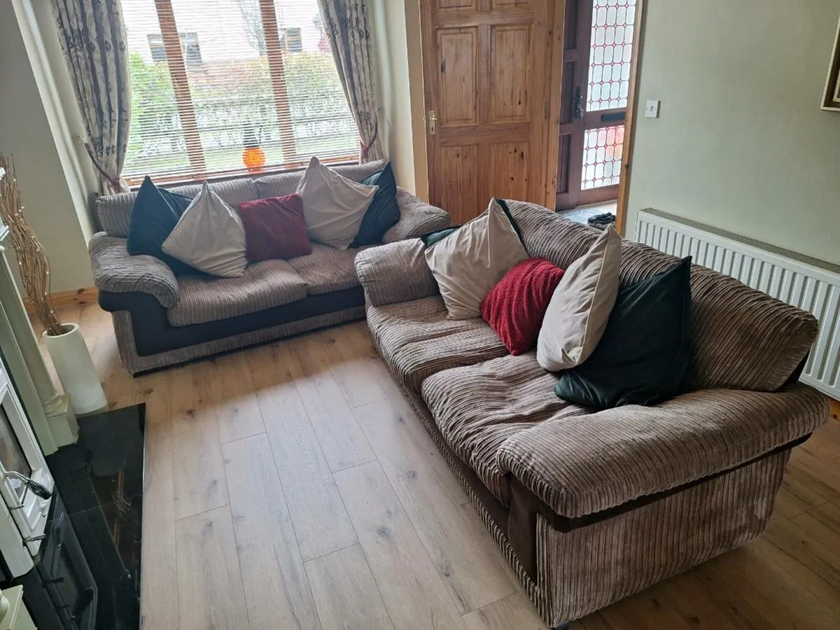 2  x brown sofas - Image 1