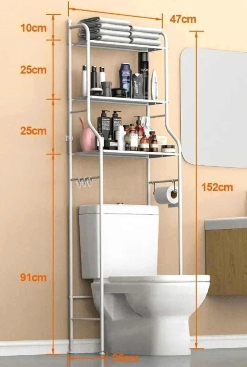 3 Tier Bathroom Shelf Over Toilet Storage - Image 1