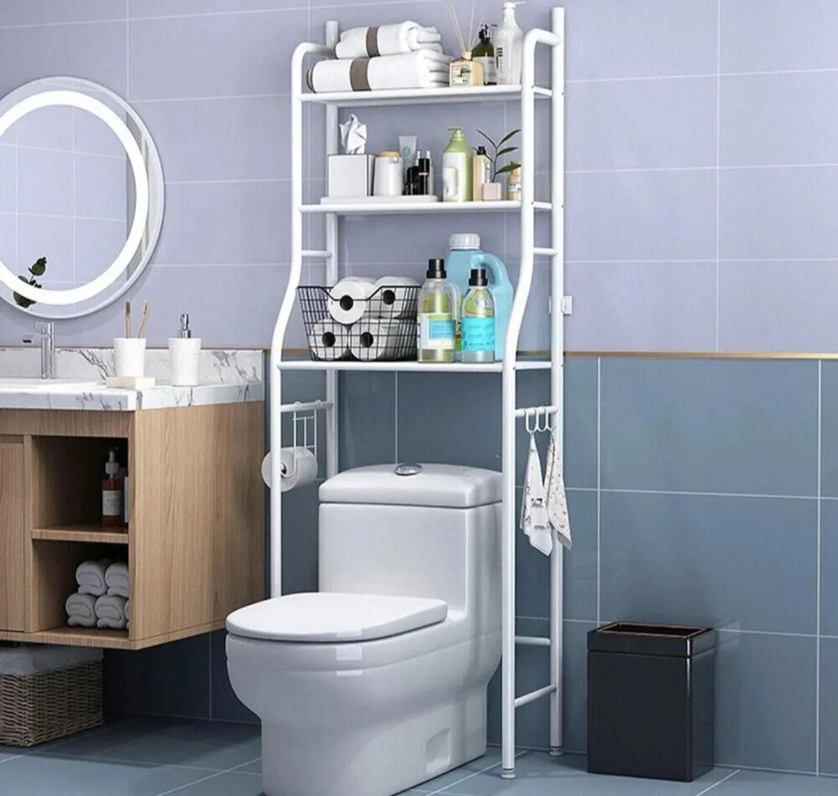 3 Tier Bathroom Shelf Over Toilet Storage - Image 2