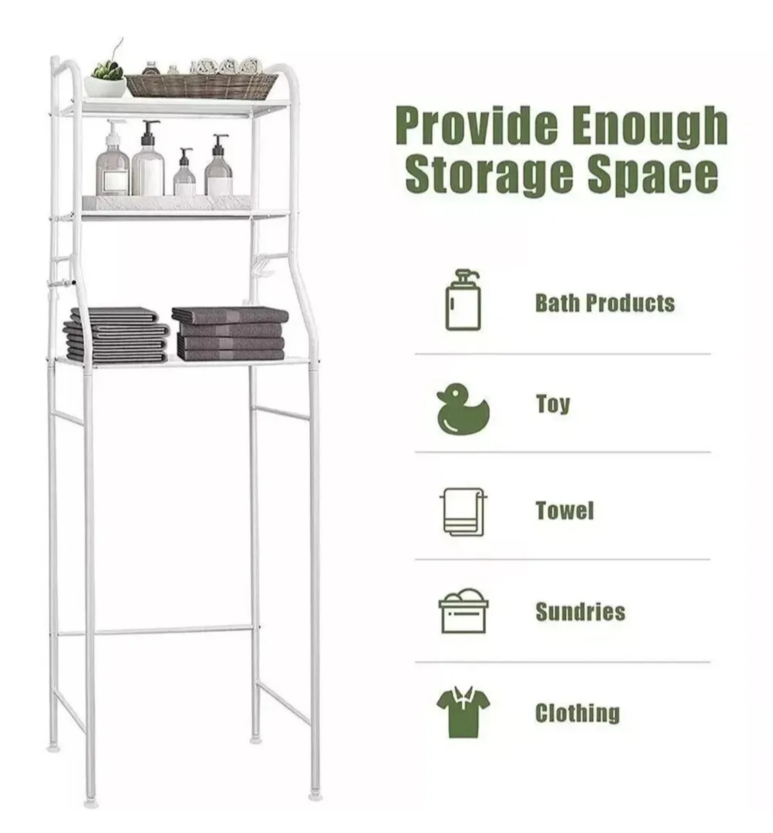 3 Tier Bathroom Shelf Over Toilet Storage - Image 3