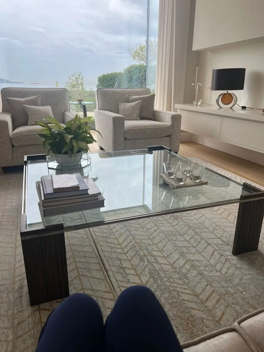 Designer Glass and Wood coffee table - Image 1