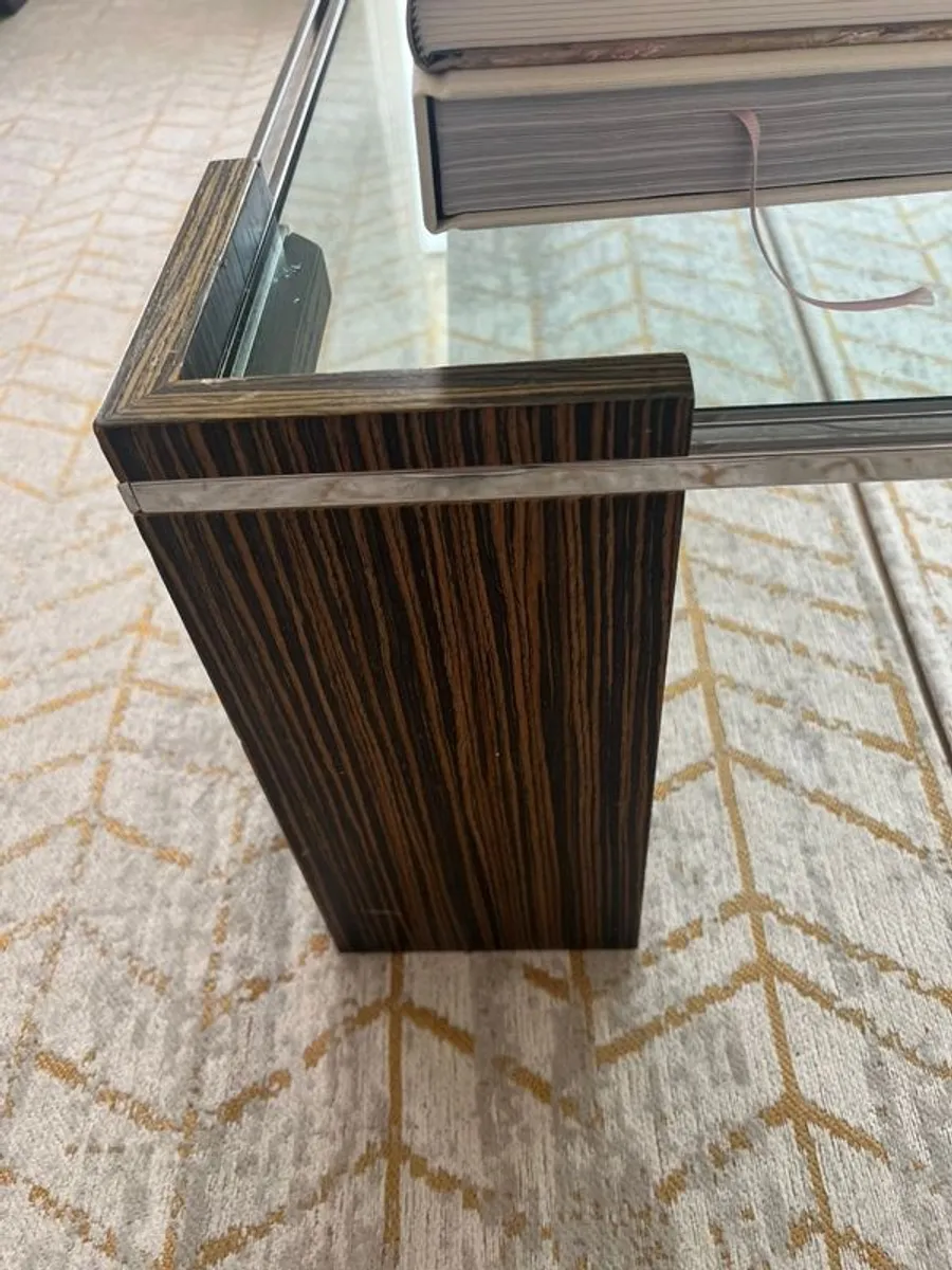 Designer Glass and Wood coffee table - Image 2