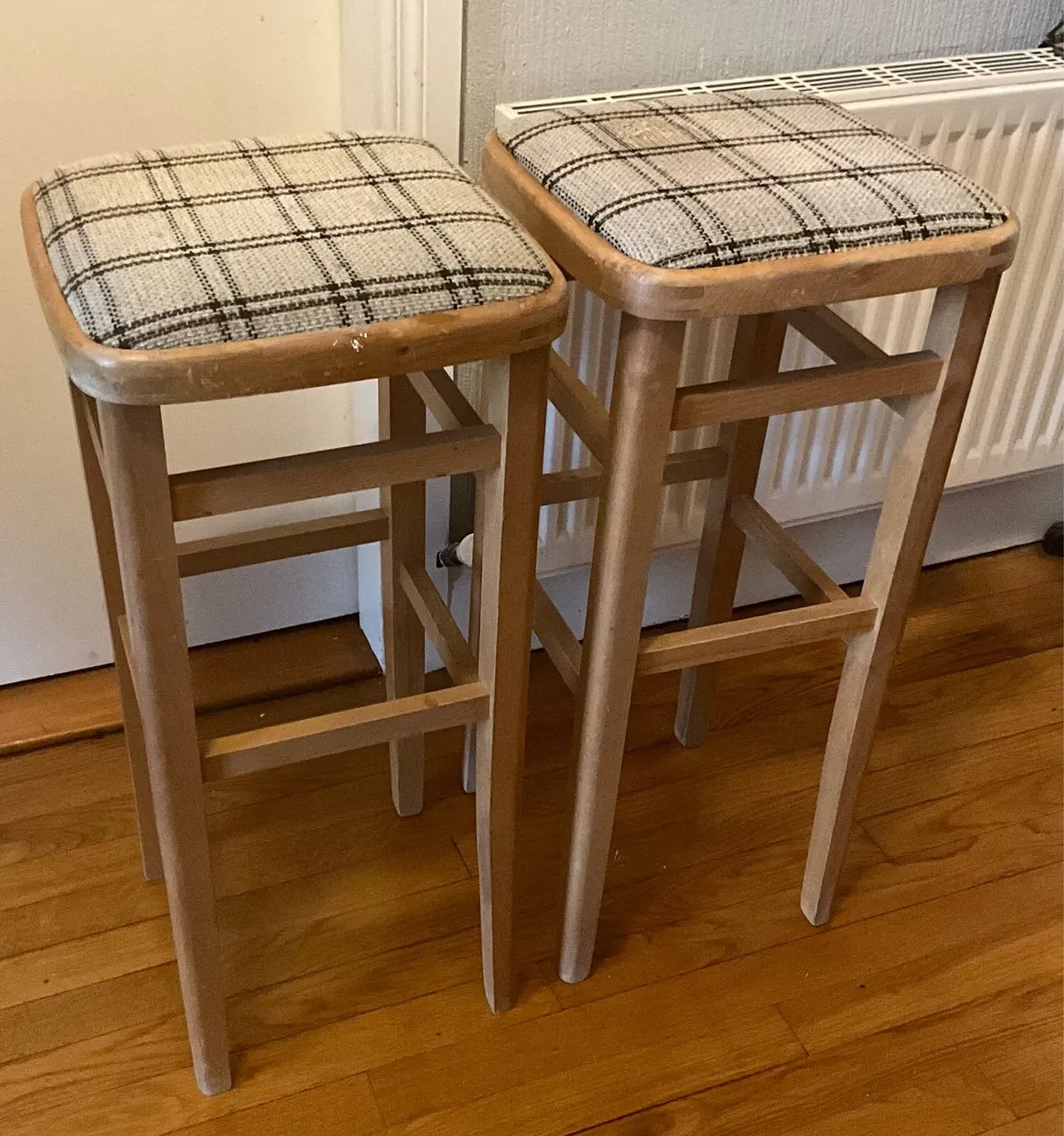 Pr. Of Vintage Retro Solid Wood Mid Century Stools - Image 2
