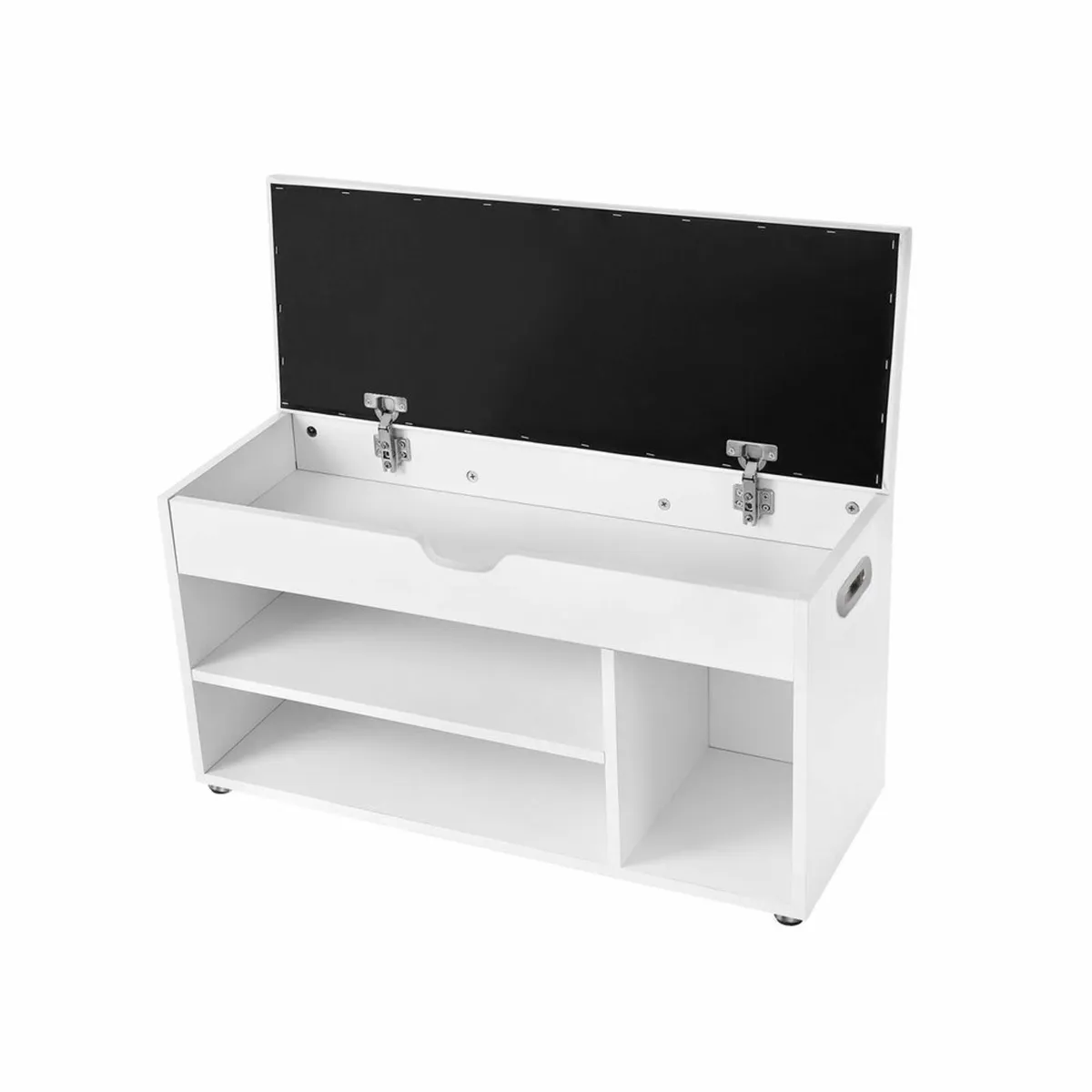 White Padded Shoe Bench with Storage – 3 Compartme - Image 2