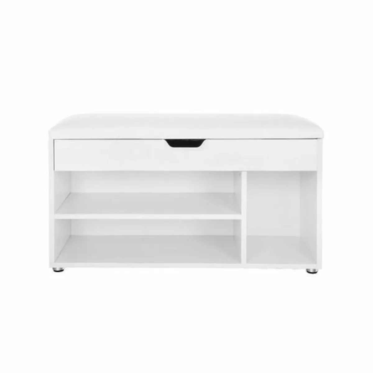 White Padded Shoe Bench with Storage – 3 Compartme - Image 3