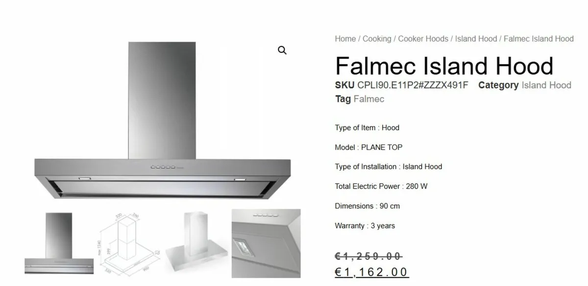 Falmec Cooker Hood 90cm - Image 2