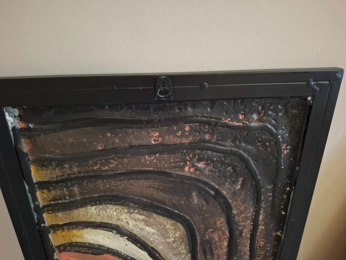 Wall Art 70s Abstract Painted Glass Panels - Image 2