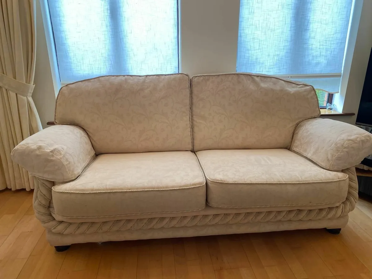 Cream Fabric  Couch - Image 1