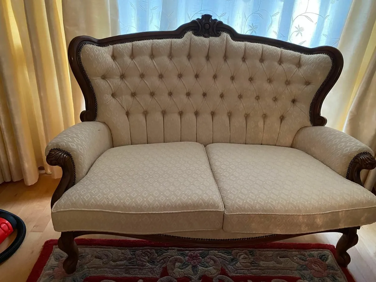 Cream antique couch - Image 2