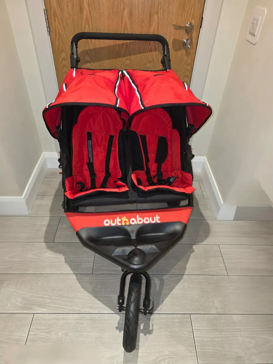 Out N About double stroller with Raincover - Image 1