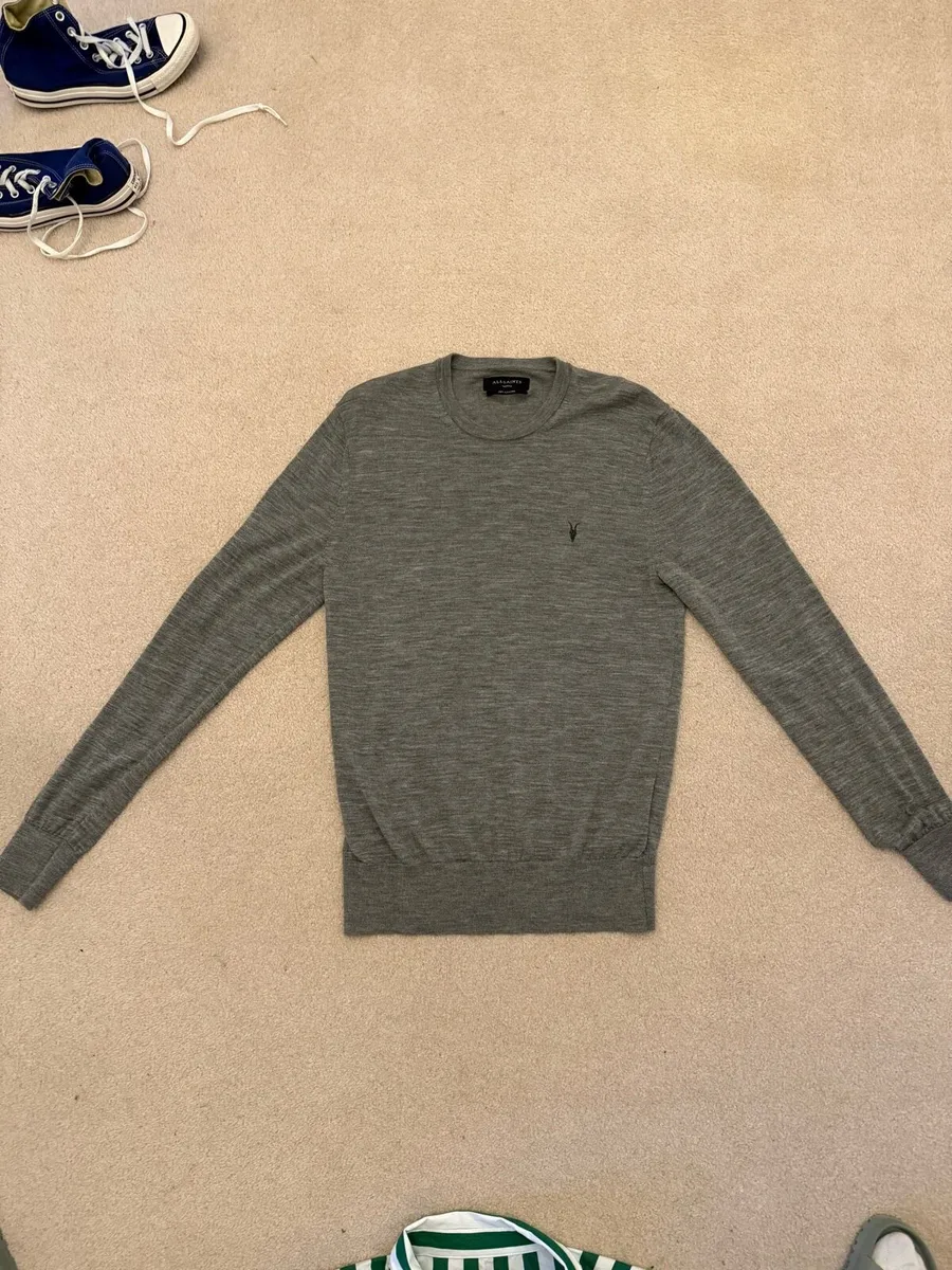 Men’s Grey All Saints Merino Wool Jumper - Medium - Image 1