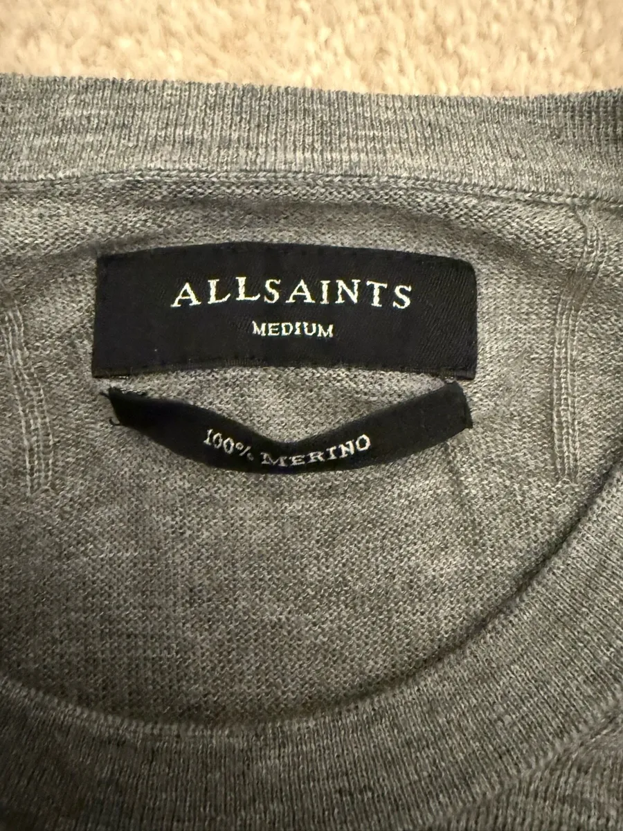 Men’s Grey All Saints Merino Wool Jumper - Medium - Image 2