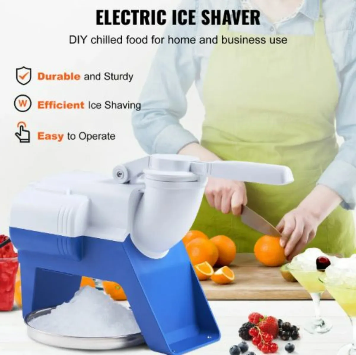 Electric Ice Crusher Machine 176LBS/Hr Snow Cone - Image 2