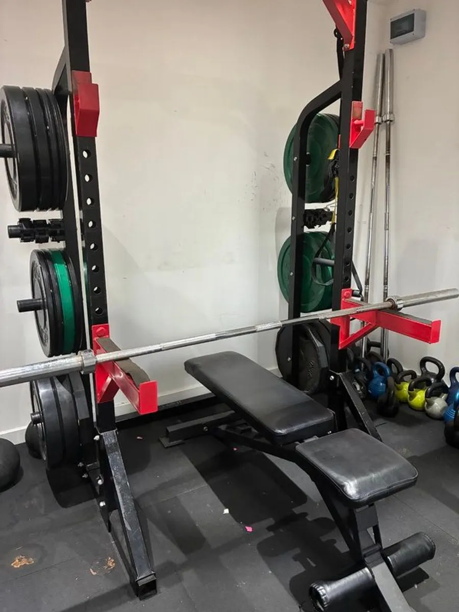 Squat Rack with Plates, & Bench - Image 2