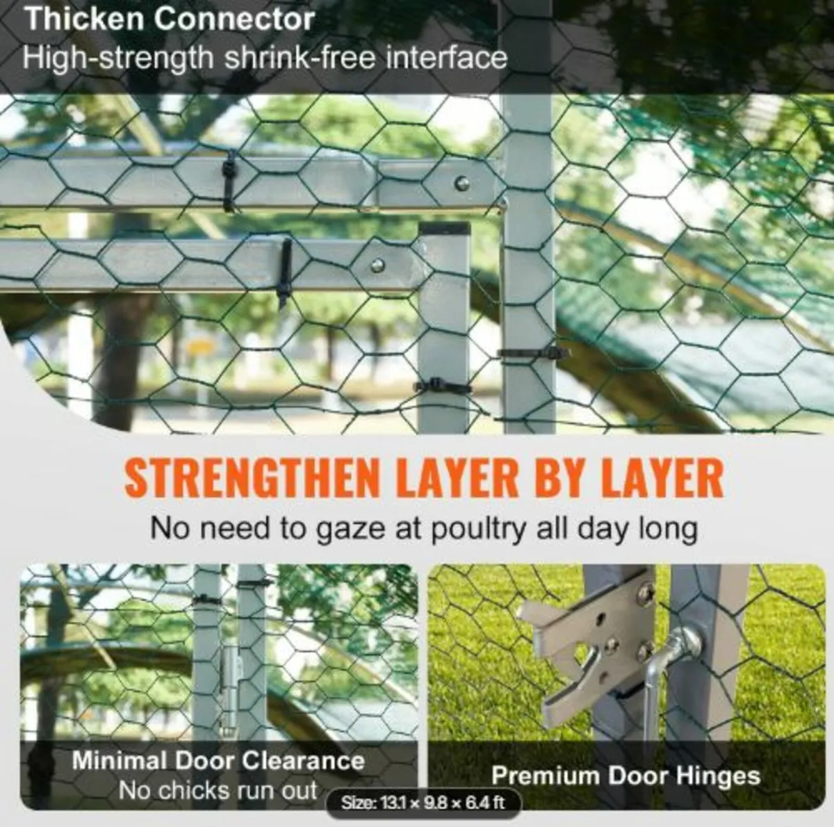 Metal Chicken Coop, 13.1x 9.8x6.6 ft Large Chicken - Image 4