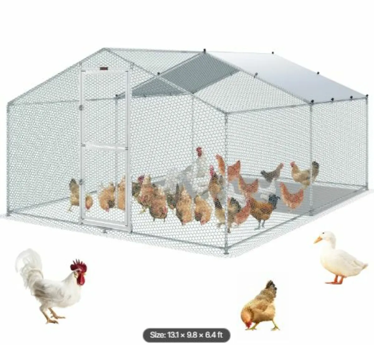 Metal Chicken Coop, 13.1x 9.8x6.6 ft Large Chicken - Image 1