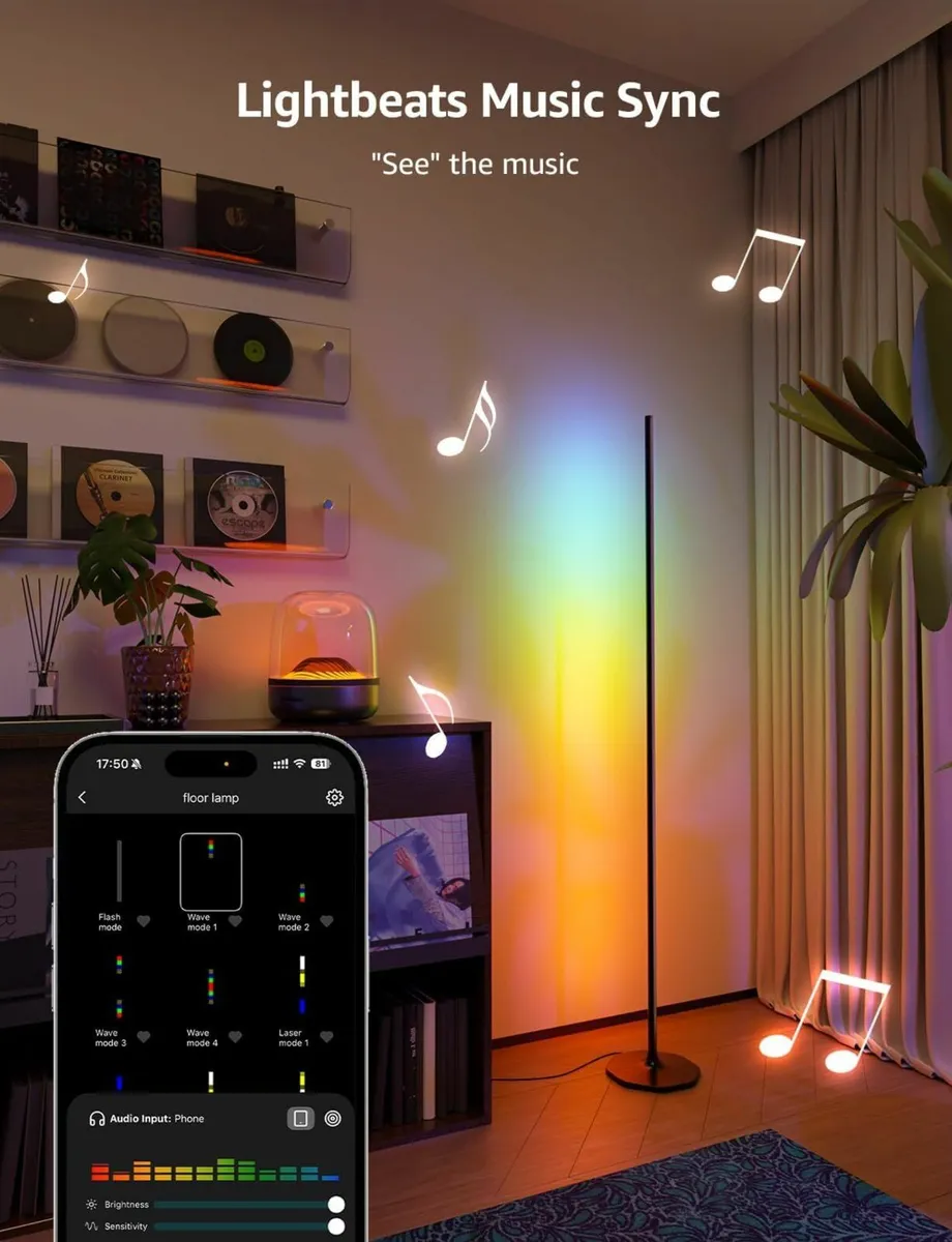 Floor Lamp, Music Sync Smart Standing Warm White - Image 4