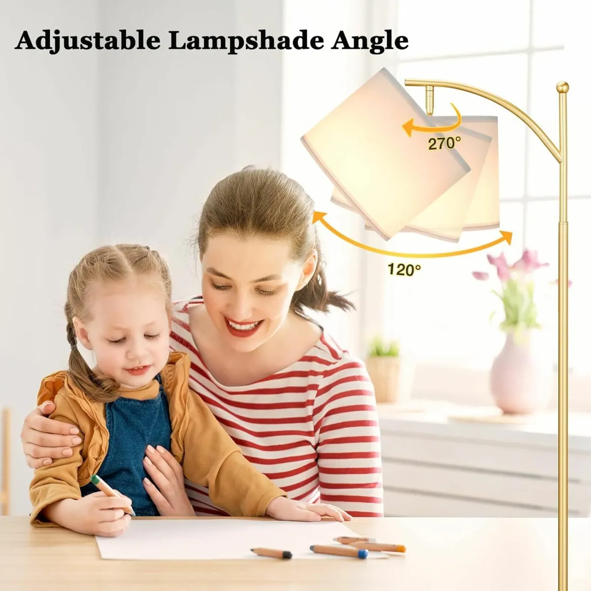 Gold Floor Lamp,  Modern Arc Lamps Remote Control - Image 2