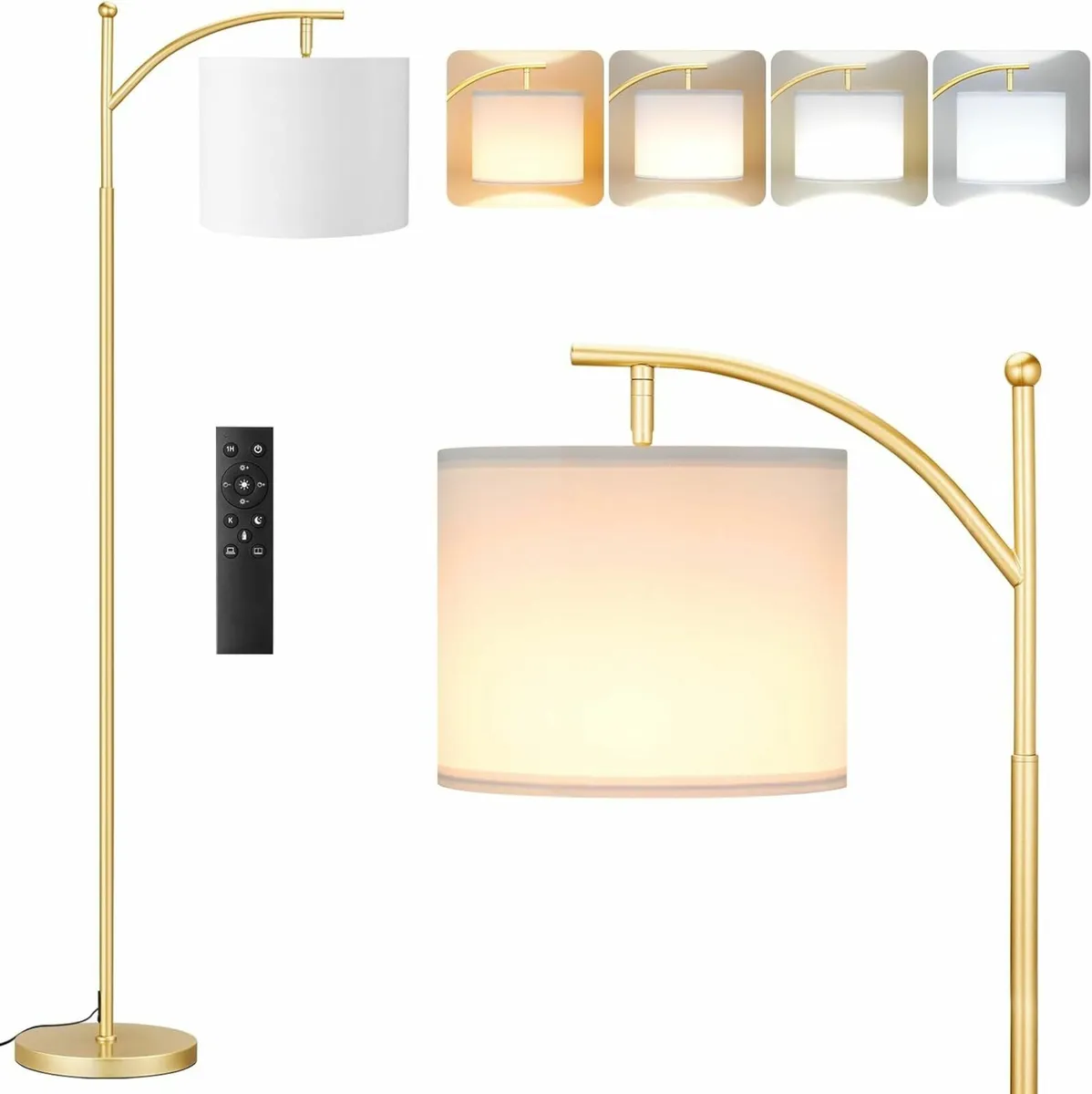 Gold Floor Lamp,  Modern Arc Lamps Remote Control - Image 1