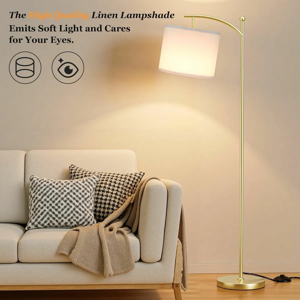 Gold Floor Lamp,  Modern Arc Lamps Remote Control - Image 4