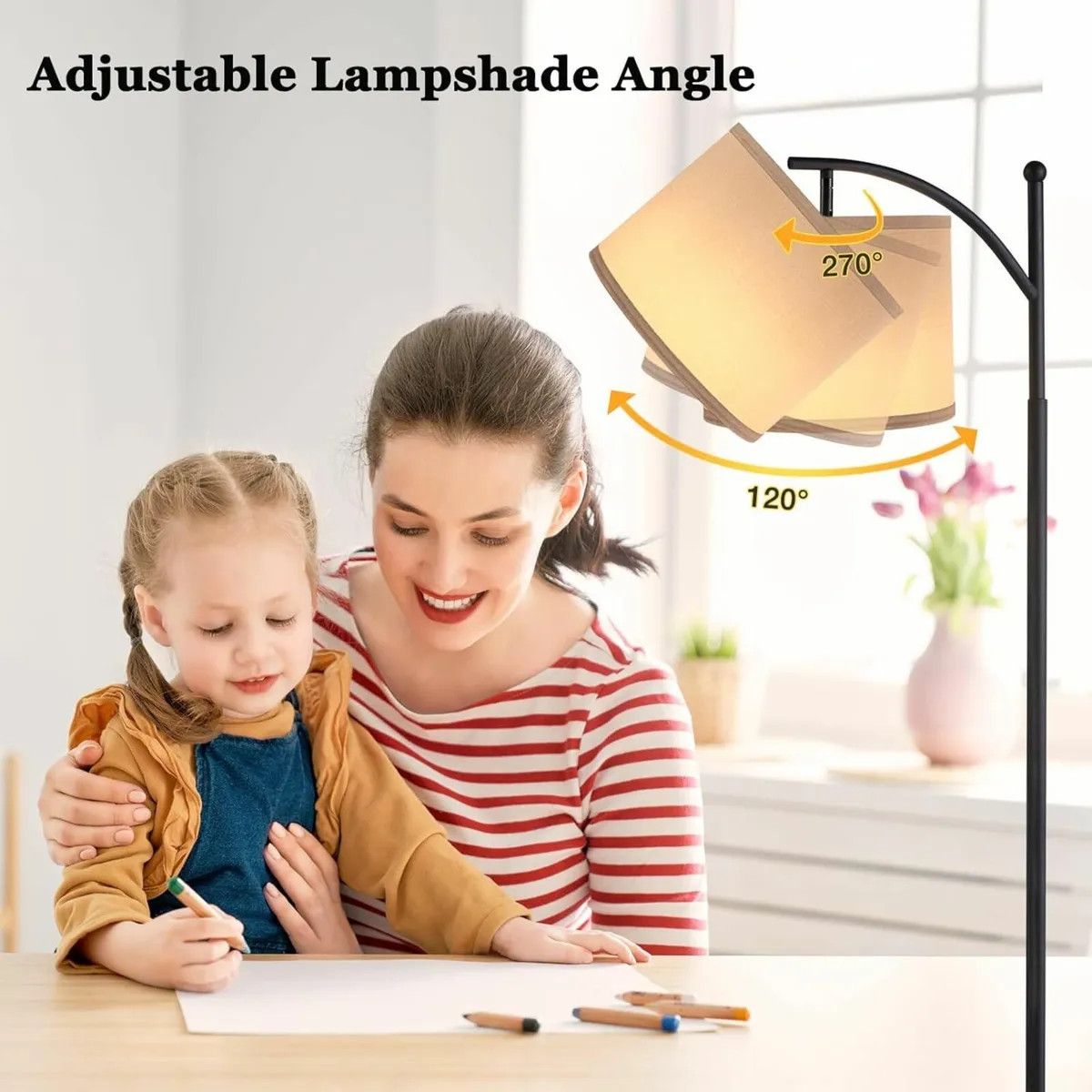 Floor Lamp, 60" Modern Arc Grey Remote Control - Image 3
