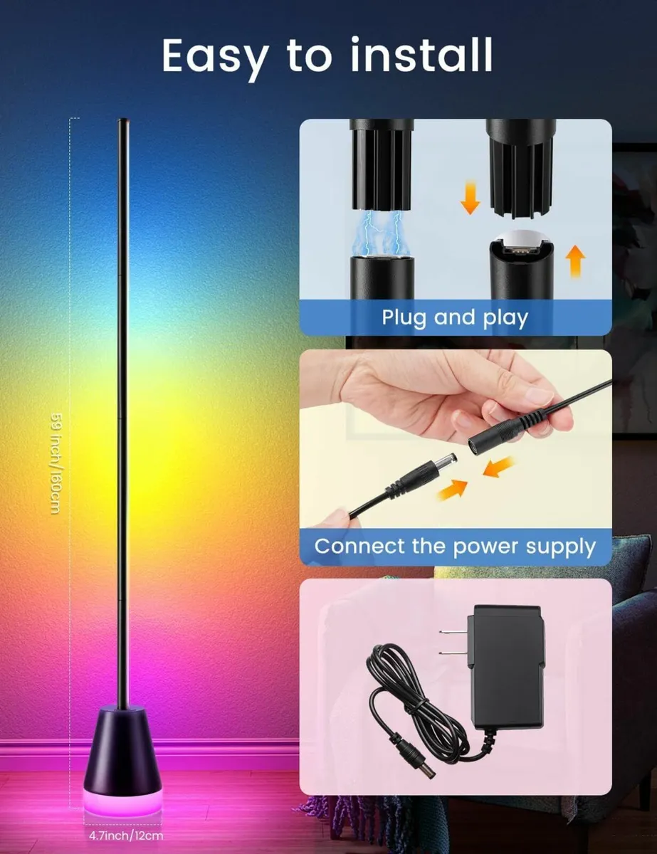 Smart LED Floor Lamp, RGBIC Corner Lamp - Image 4