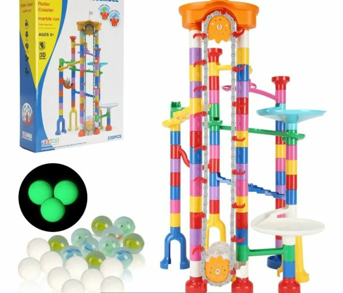 Marble Run Set 230 PCS with Motorized Elevator - Image 1