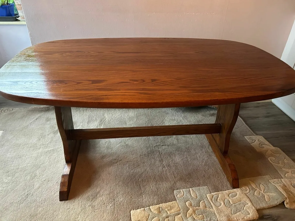 Antique Solid Oak Table - Image 2