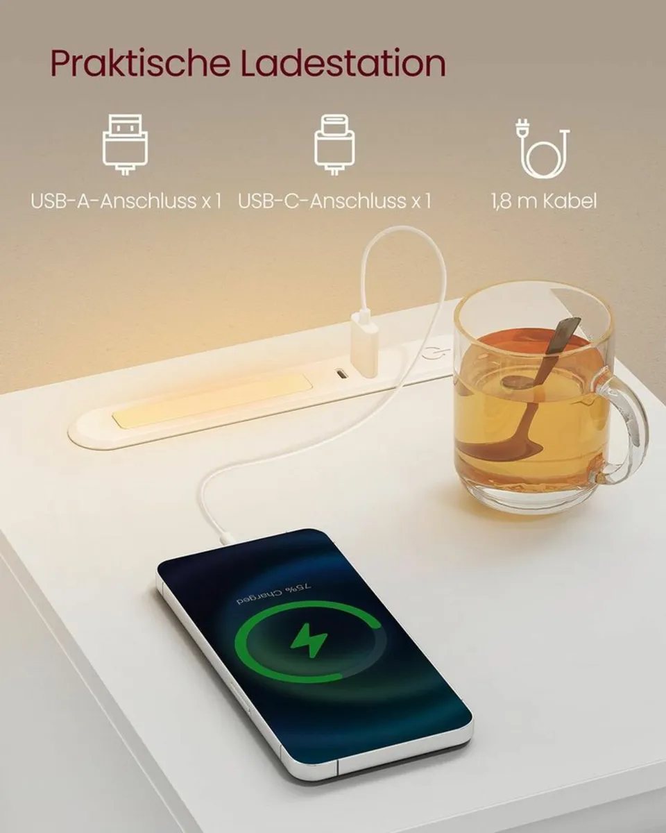 Set of 2 LED Bedside Tables with USB Charging Port - Image 4