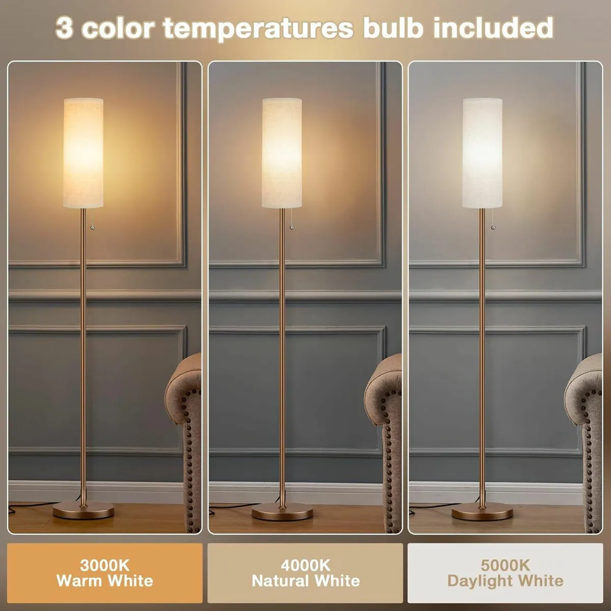 Beige Floor Lamp Living Room, Standing lamp - Image 2