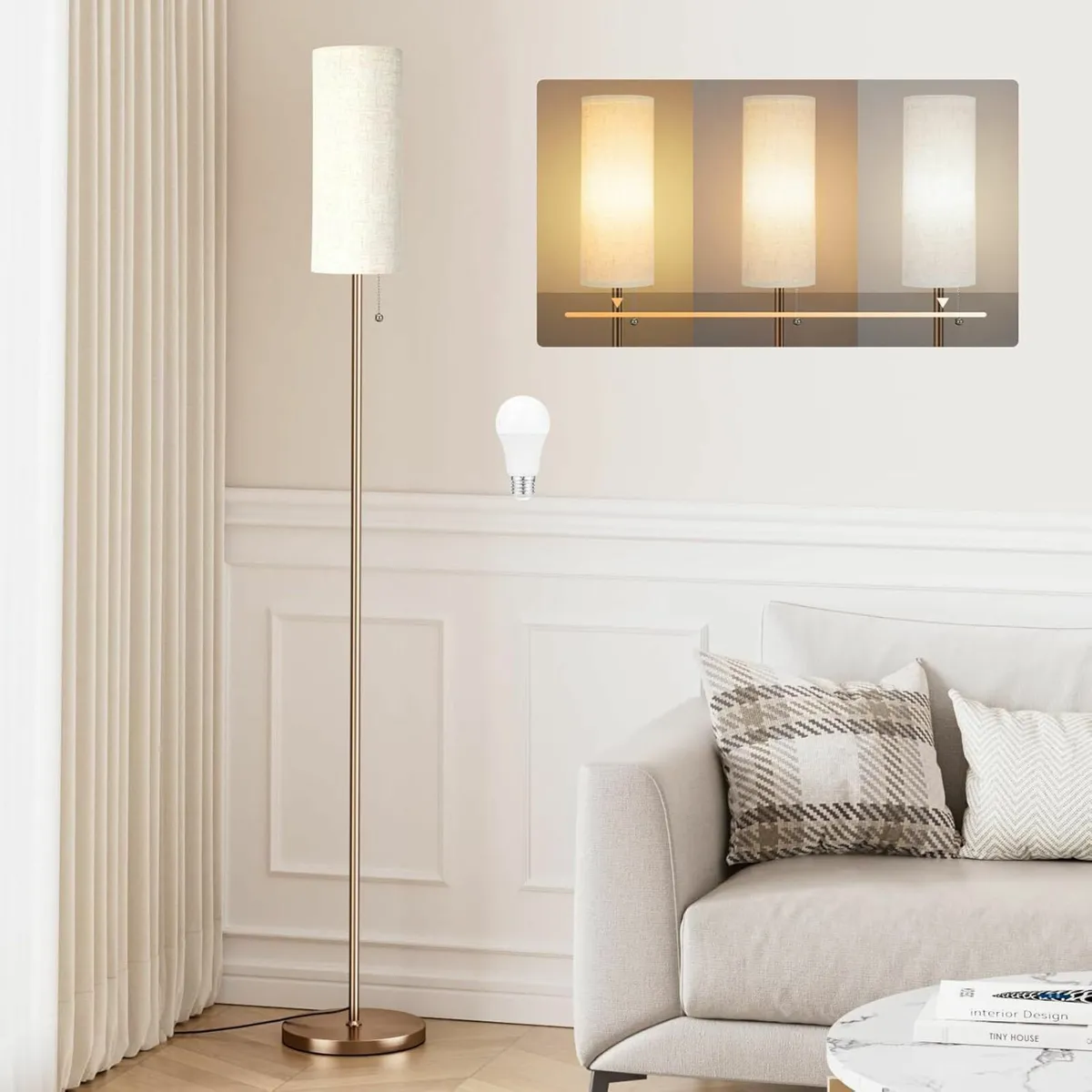 Beige Floor Lamp Living Room, Standing lamp - Image 1