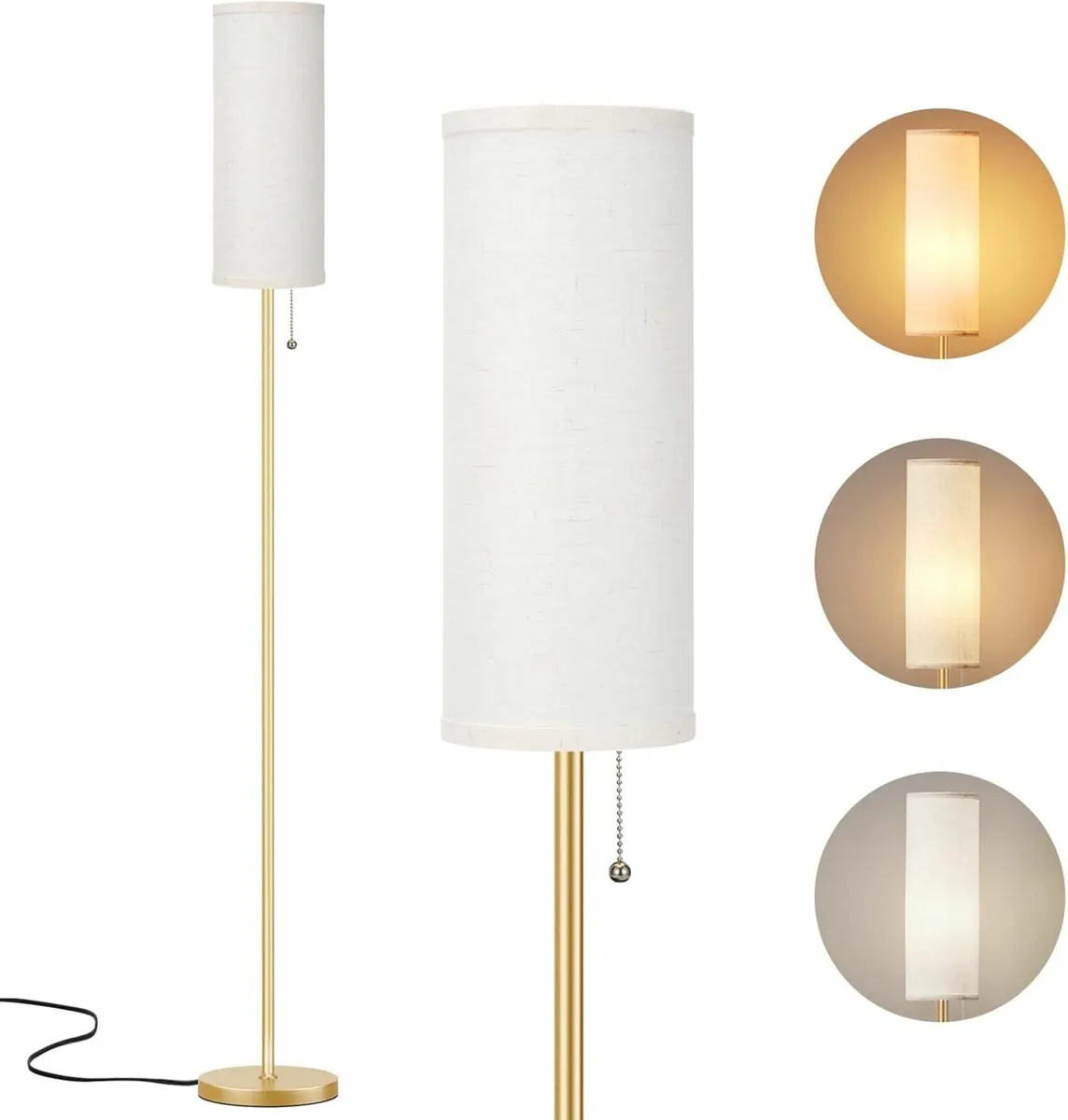 Gold Floor Lamp Living Room 3 Color Temperatures - Image 1