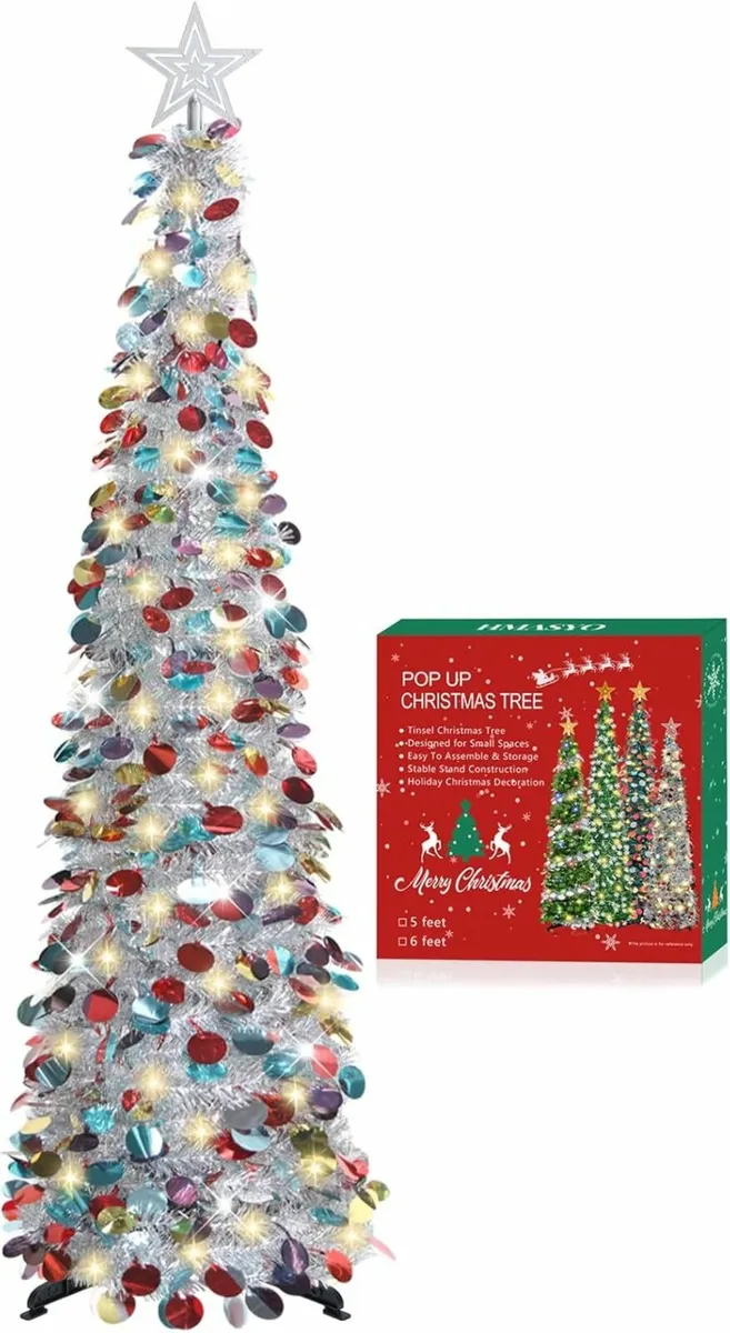 5FT/1.5M Pop Up Christmas Tree Timer Lights - Image 1