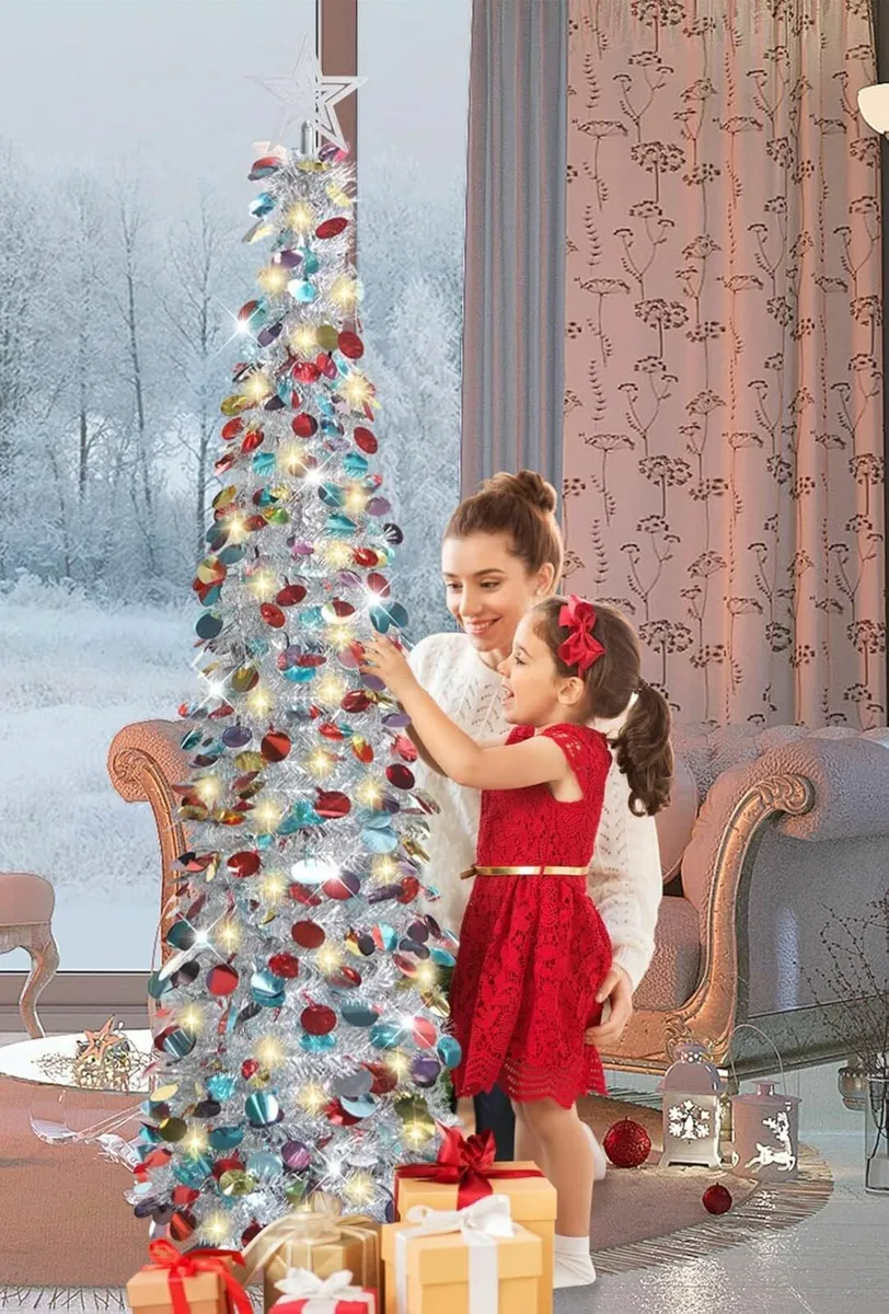 5FT/1.5M Pop Up Christmas Tree Timer Lights - Image 2
