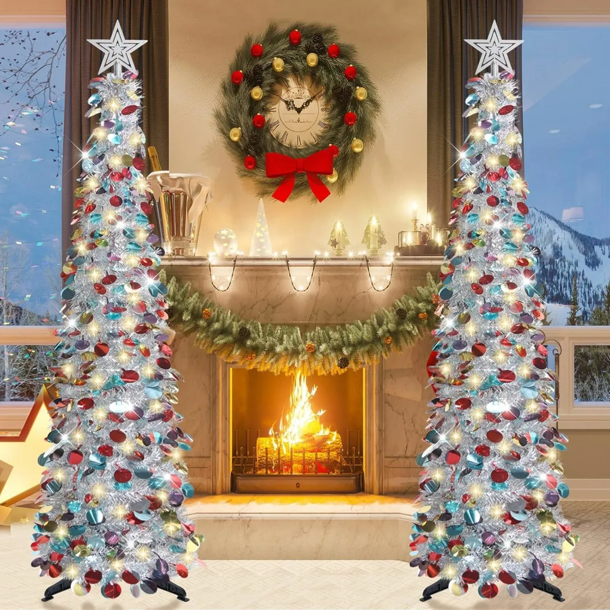 5FT/1.5M Pop Up Christmas Tree Timer Lights - Image 3