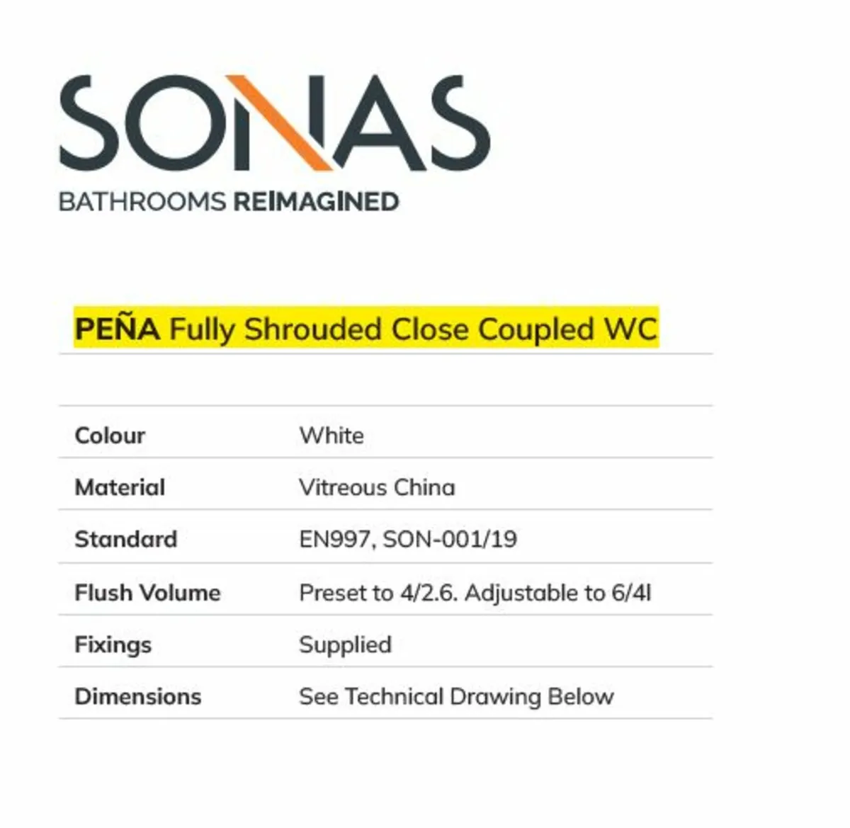 Brand new Sonas Fully Shrouded Close Coupled WC - Image 3