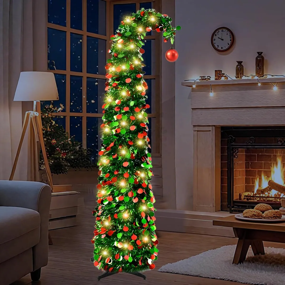150CM/5FT Pop Up Christmas Tree 50 Leds Lights - Image 1