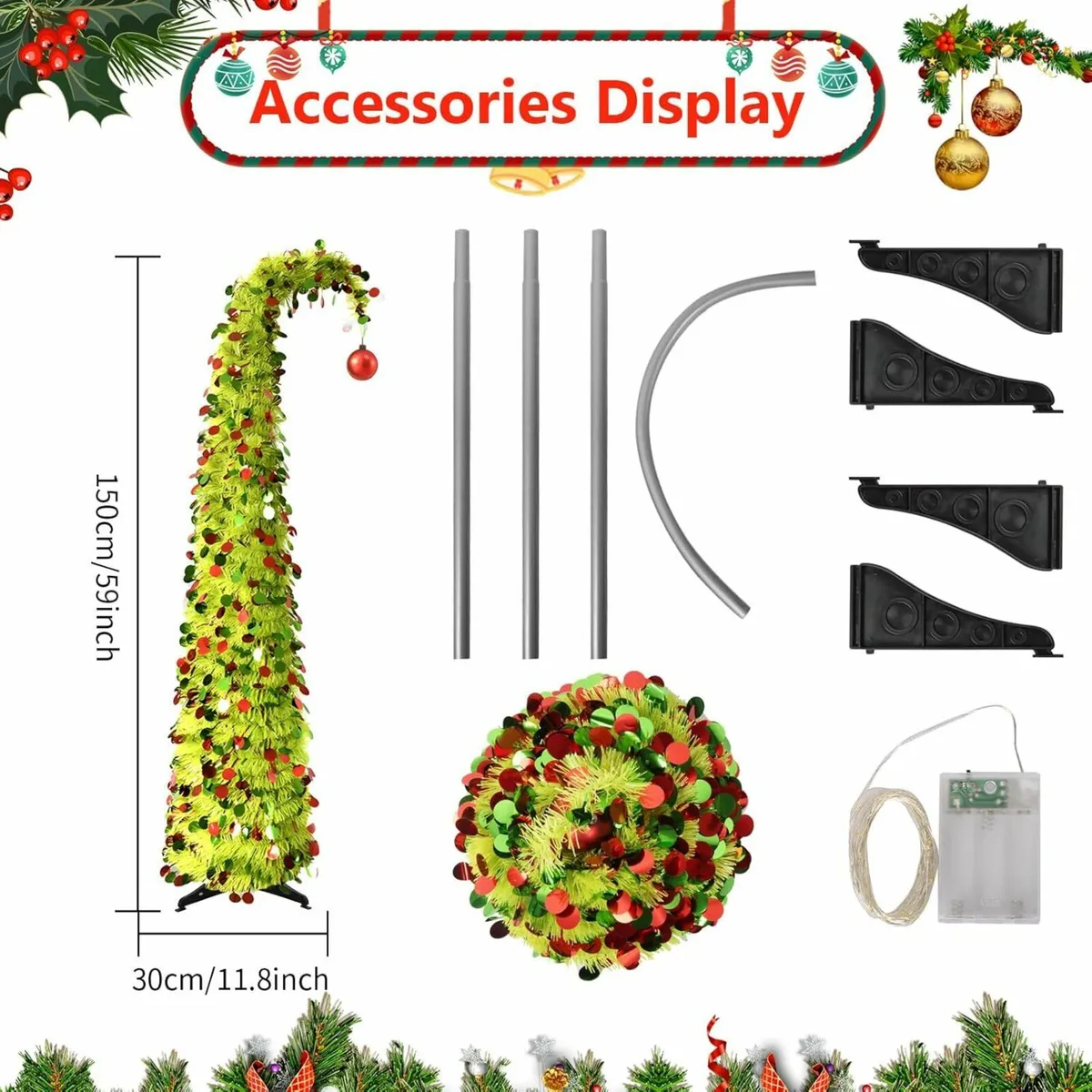 150CM/5FT Pop Up Christmas Tree 50 Leds Lights - Image 3