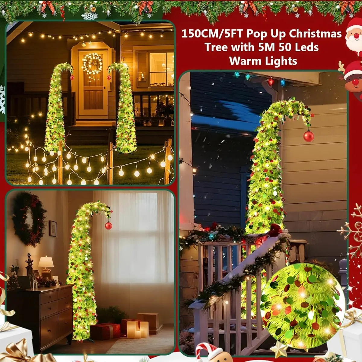 150CM/5FT Pop Up Christmas Tree 50 Leds Lights - Image 4