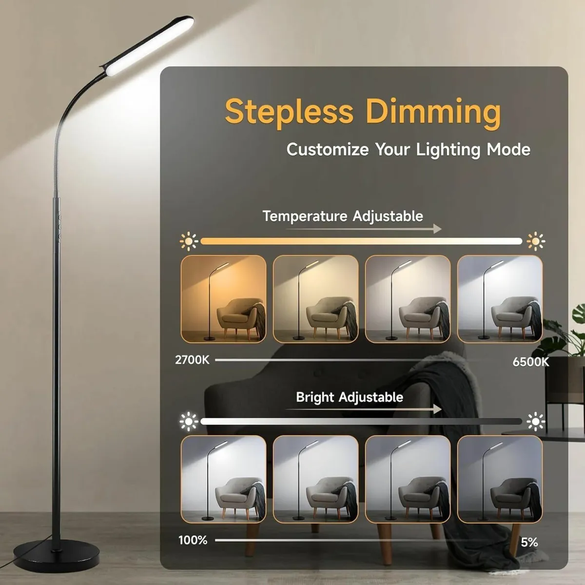 LED Uplighter Floor Lamp Adjustable Dimmable - Image 3