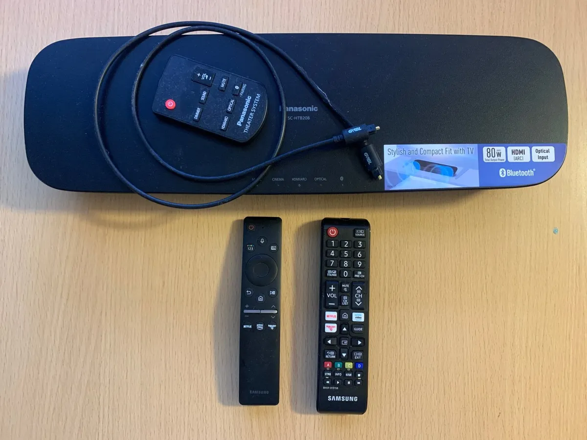Samsung QLED 55” smart tv with Panasonic soundbar - Image 2